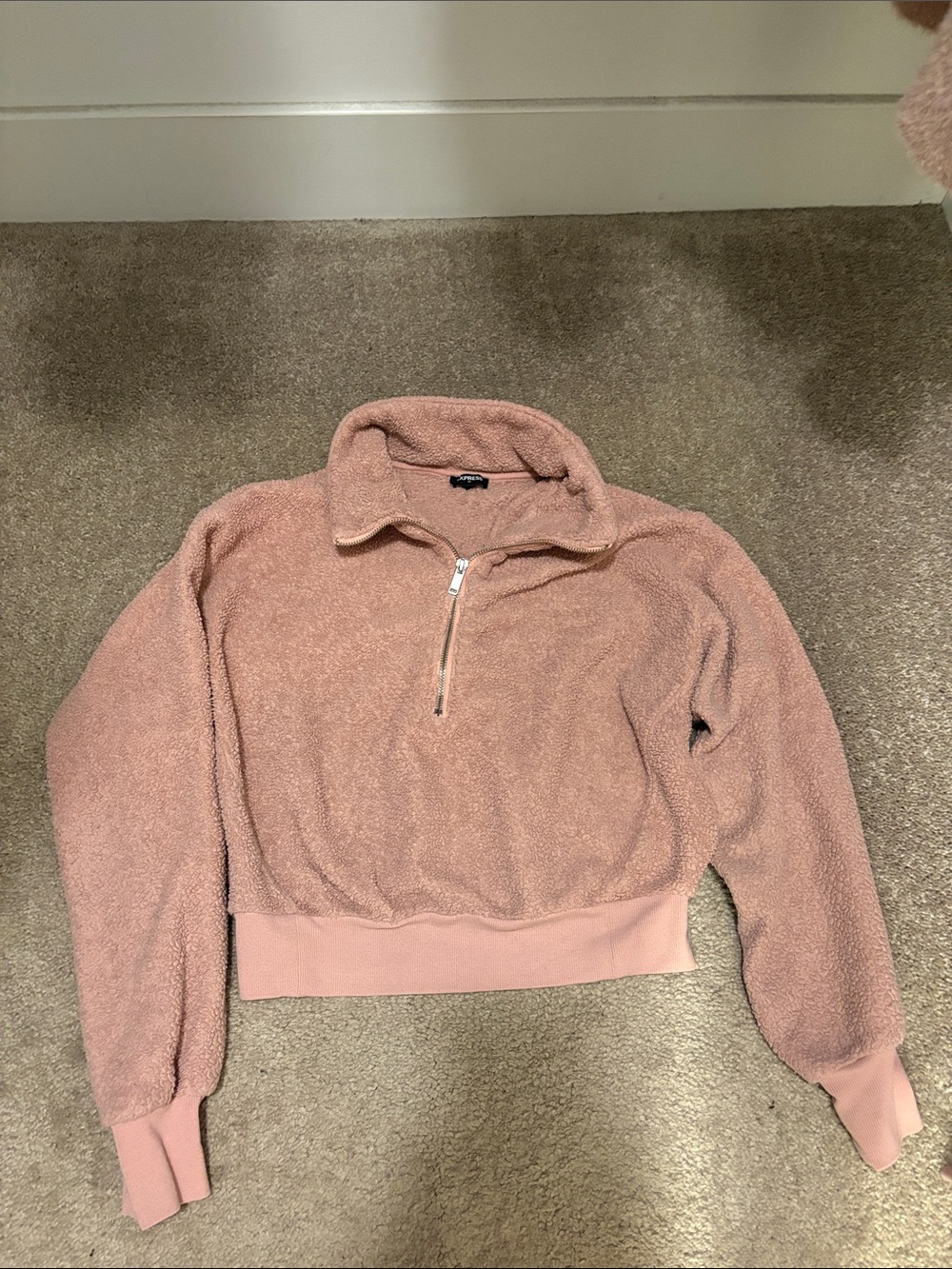 Express Light Pink Sherpa Zip Jacket Size XS